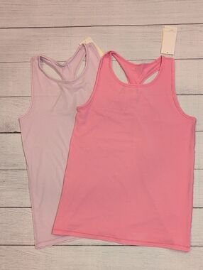 all in motion Girls' Racerback Tank Tops in Pink and Light Lavender - 2 Pack